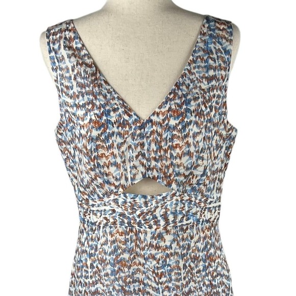 THEORY PRINTED CUT-OUT SLEEVELESS MIDI DRESS IN BLUE MULTI NWT WOMEN'S SIZE 8 - Picture 3 of 16